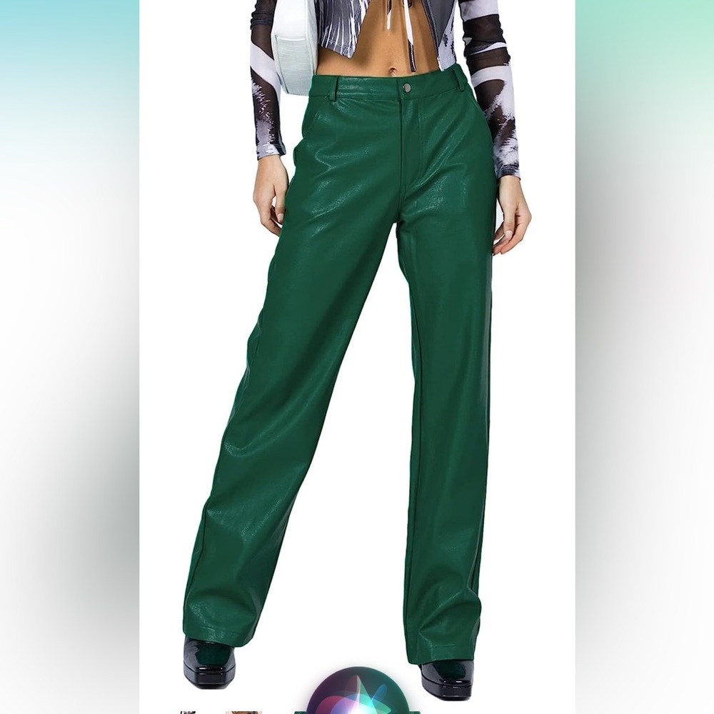 Woman Faux Leather High Waist Straight Pant (M). Never worn